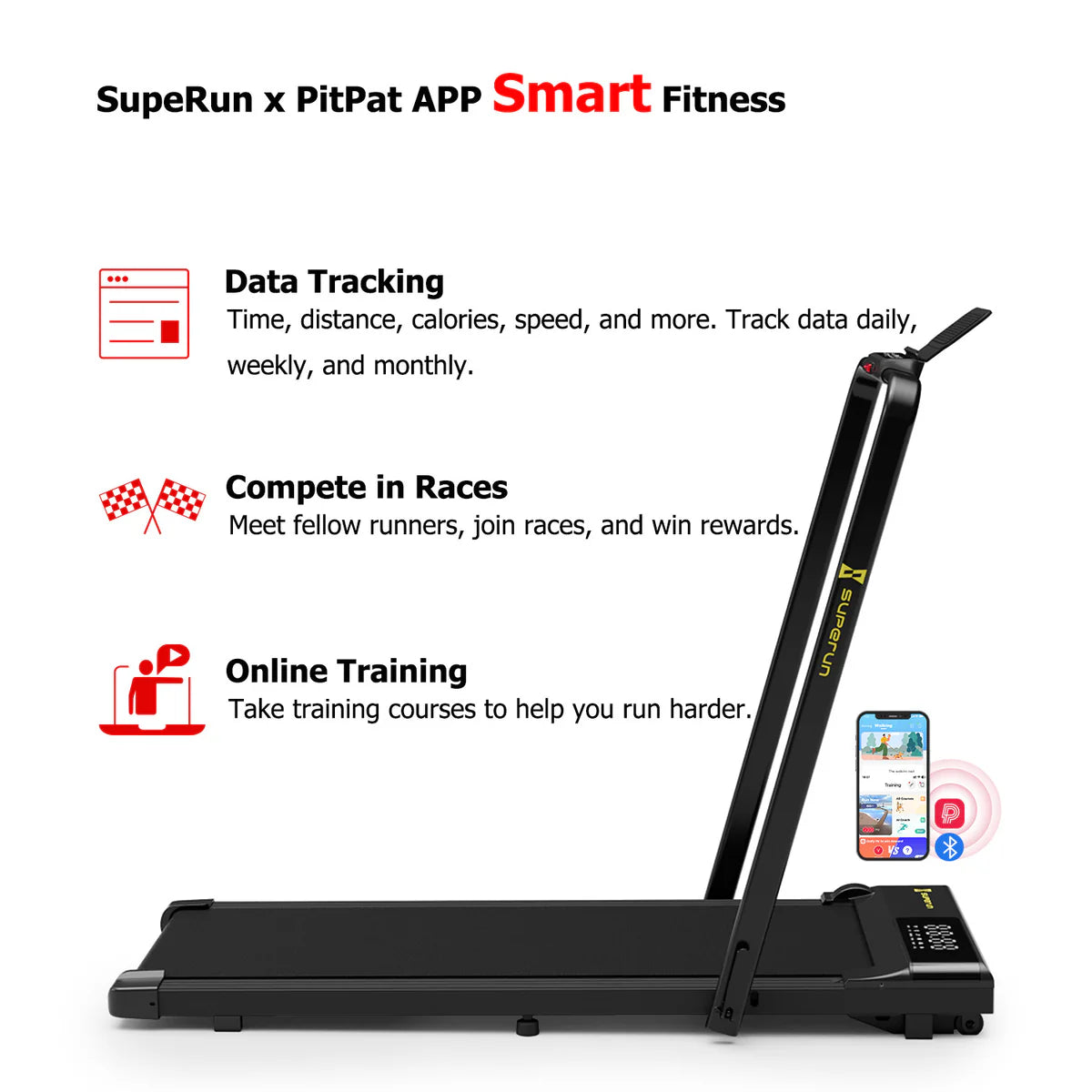 Treadmill™ Q1 Mini | Fällbart löpband med ledstång